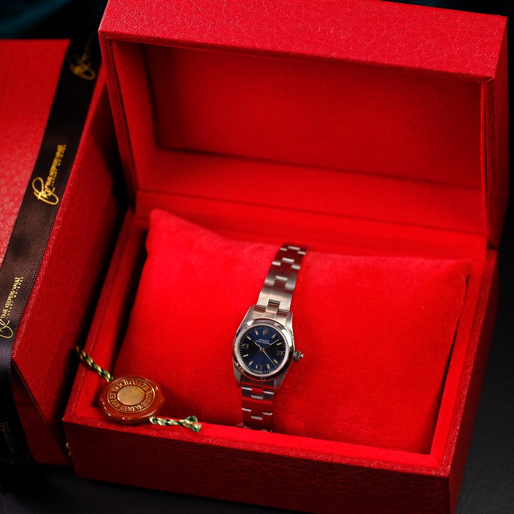 Authenticity Guarantee Rolex Lady Oyster Perpetual 76080 Stainless Steel Blue